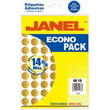 Etiqueta Adhesiva Econopack JANEL Color ORO 19MM