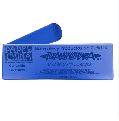 Papel China Color Azul Rey