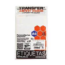 Etiqueta Adhesiva Transfer Tamaño A6 C/144