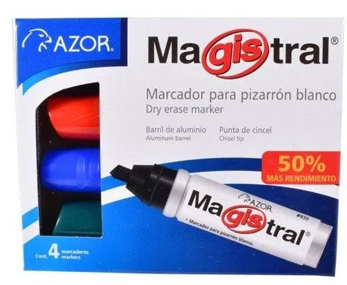 Juego de Marcadores de Aluminio Para Pizarron Blanco C/4 Magistral