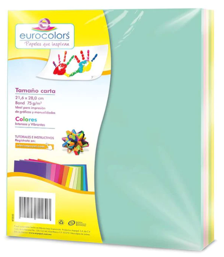 Papel Bond Multicolor Arcoiris Pastel - Eurocolor 